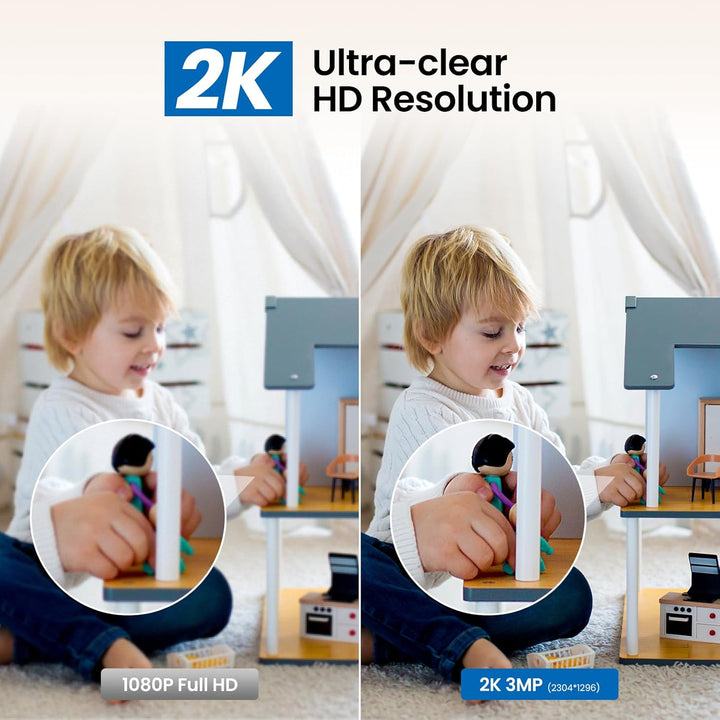 Cinnado Überwachungskamera Innen - 2K 3MP Babyphone mit Kamera, 360 Grad WLAN Indoor Hundekamera mit