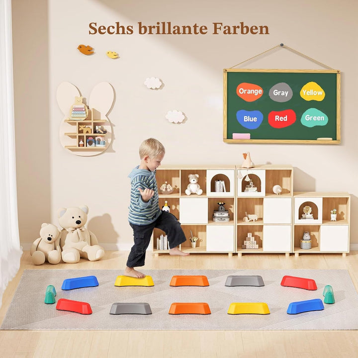 Balanciersteine für Kinder 12 Stück Fördert Gleichgewicht Koordination für Indoor &amp; Outdoor Stapelst
