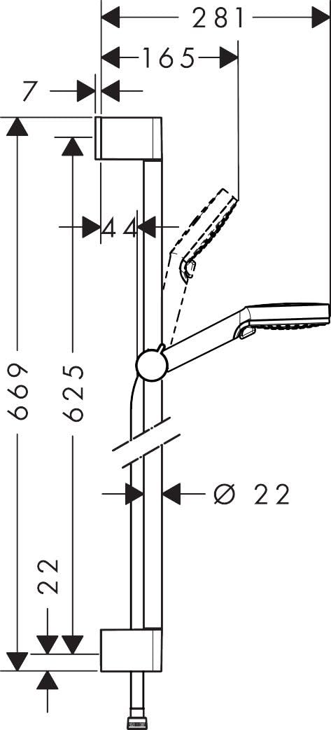 hansgrohe Crometta Duschset, 0,65 m, 2 Strahlarten, wassersparend, Weiss/Chrom Weiss/Chrom 0,65m Set