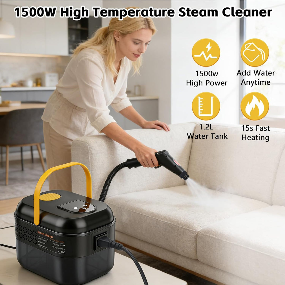 Dampfreiniger, 1500W Dampfreiniger Handgerät, Tragbarer Hochdruck Dampfreiniger mit 1200ml Wassertan