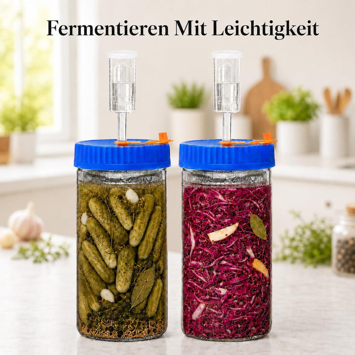 Fermentierglas 1,5L Fermentierset aus Borosilikatglas mit Gewicht für Sauerkraut, Hot Sauce, Met, Ci