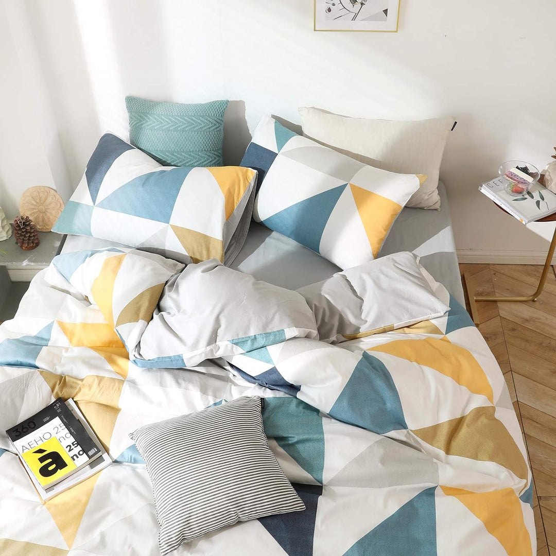 GETIYA Luxus Bettwäsche 220x240 Baumwolle Damen Herren Geometrische Bettwäsche Kontrast Farbe Bettwä