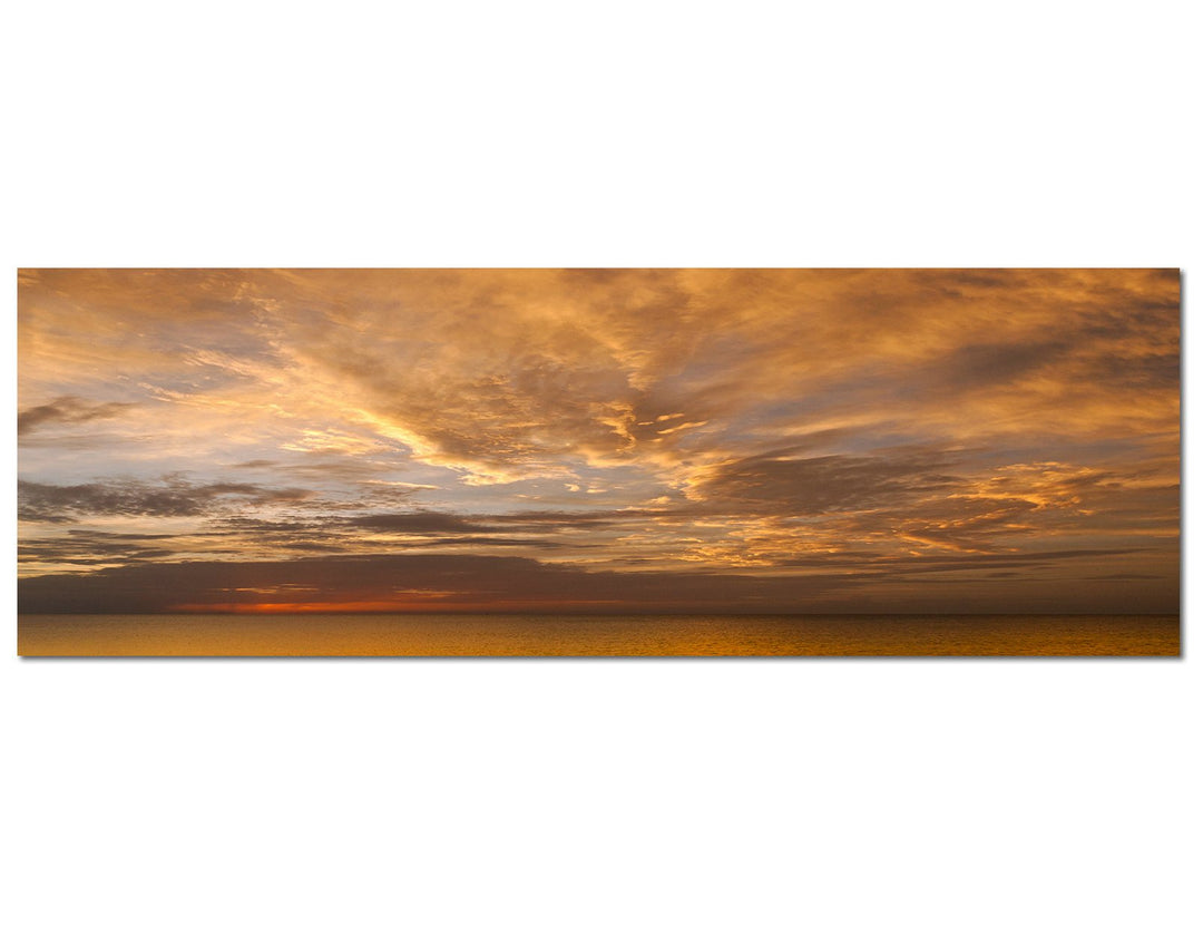 Paul Sinus Art Panoramabild auf Leinwand und Keilrahmen 150x50cm Ozean Wolkenhimmel Sonnenuntergang