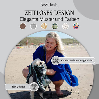 bo&flash Design Hundehandtuch für grosse und kleine Hunde – Trendiges Handtuch mit 2 praktischen Tas