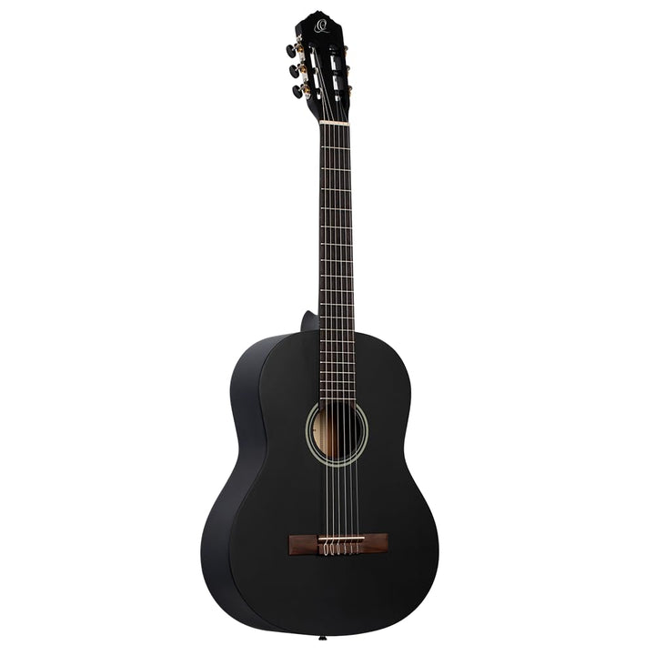 Ortega Guitars schwarze Konzertgitarre Full-Size - Student Series - Catalpakorpus mit Fichtendecke (