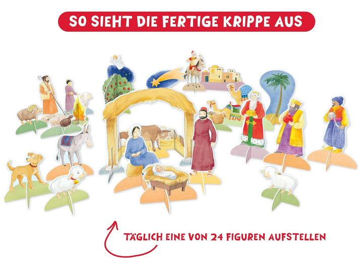 Rica auf dem Weg zur Krippe: Adventskalender zum Vorlesen und Spielen - mit 24 Spielfiguren (Advents