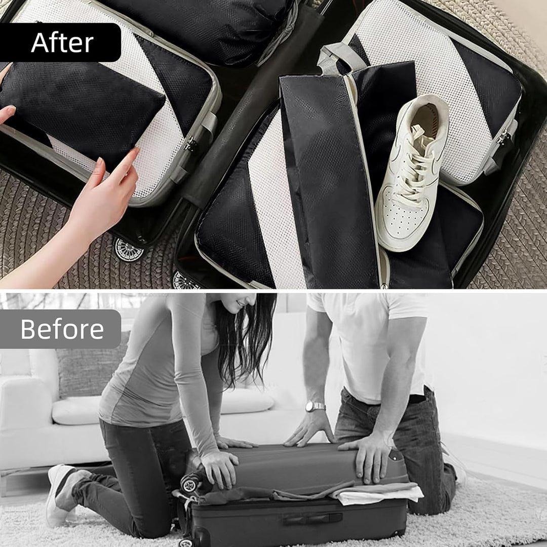 Kompressionspackwürfel für Koffer, 8 Stück erweiterbare Reisepackwürfel für Rucksack, ultraleichte R