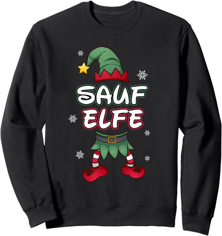 Sauf Elfe Weihnachtsoutfit Partnerlook Geschenk Weihnachten Sweatshirt