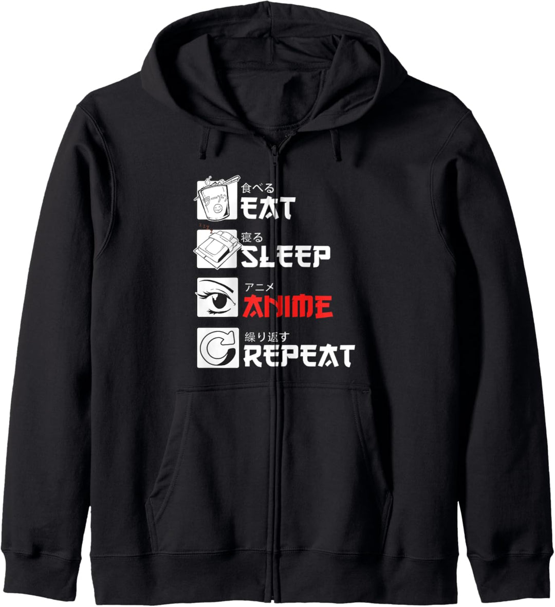 "Eat Sleep Anime Repeat" Geschenk für Manga fans Kapuzenjacke