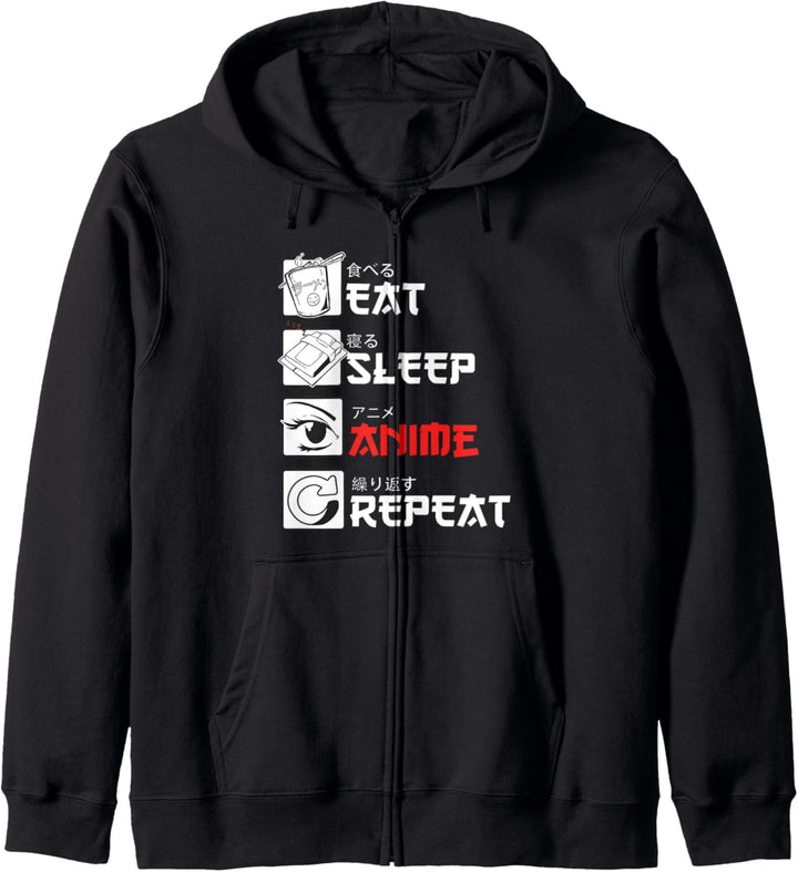 "Eat Sleep Anime Repeat" Geschenk für Manga fans Kapuzenjacke
