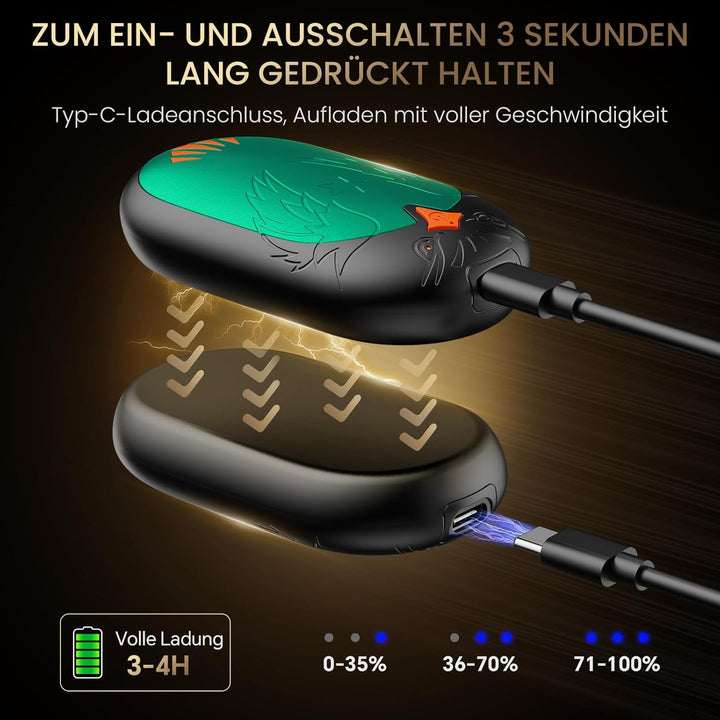 Handwärmer Wiederaufladbar 2 Pack, Elektrische Tragbare Taschenwärmer 2 in 1 Handwärmer mit 3 Heizmo