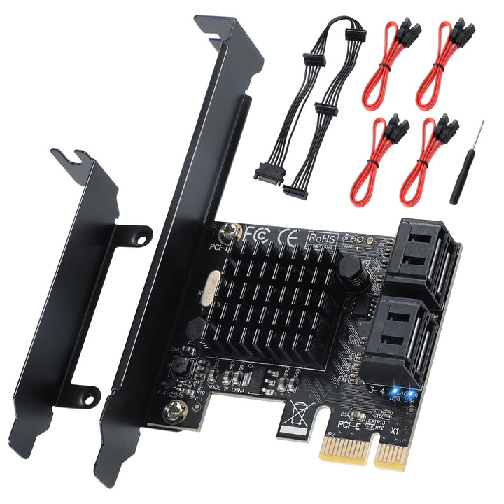 PCIE zu 4 SATA Port Karte, PCIE SATA Controller Karte, SATA 3.0 6G/BPS Controller mit 4 SATA Datenka
