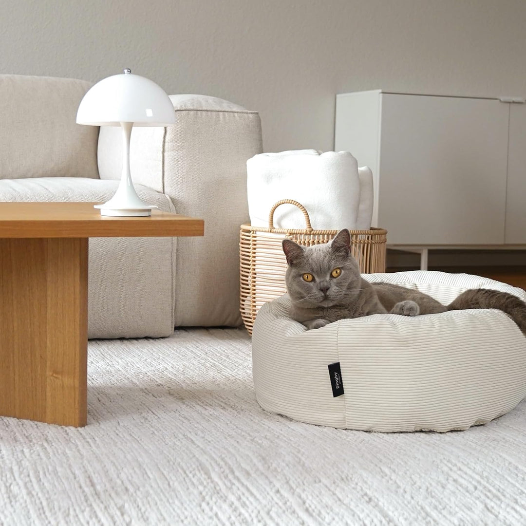 LucyBalu DINGHY Waschbares Katzenbett für kleine & grosse Katzen | Schlafplatz | Katzenkissen | Flau