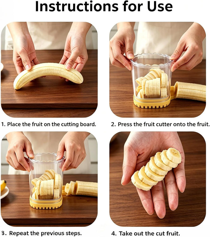 2-in-1 Obstschneidebecher Bananenschneider mit Druckplatte