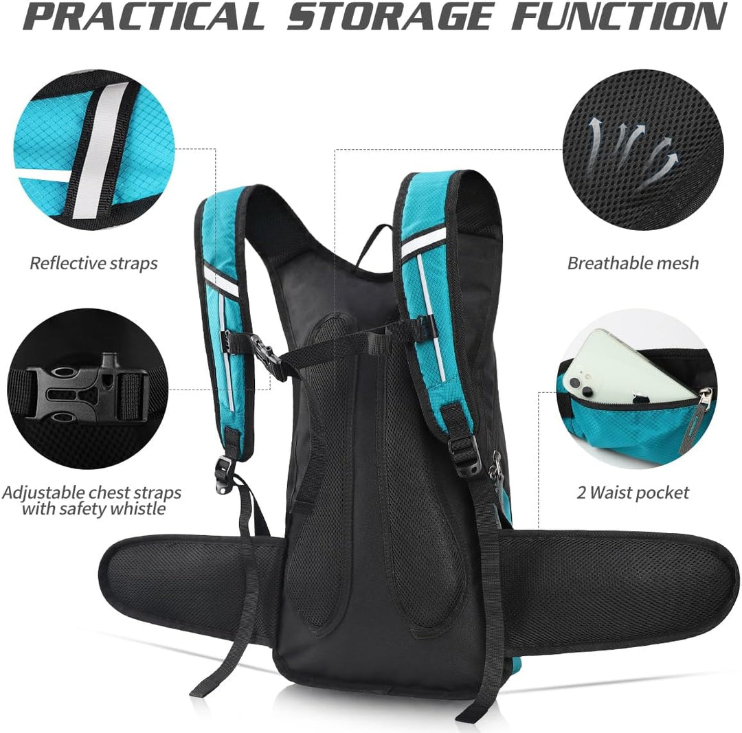 Trinkrucksack mit Trinkblase 3L BPA-Frei, Wasserdichter Outdoor-Rucksack, Rucksack mit Trinksystem,