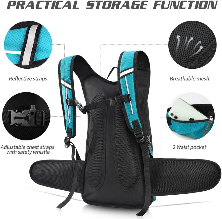 Trinkrucksack mit Trinkblase 3L BPA-Frei, Wasserdichter Outdoor-Rucksack, Rucksack mit Trinksystem,