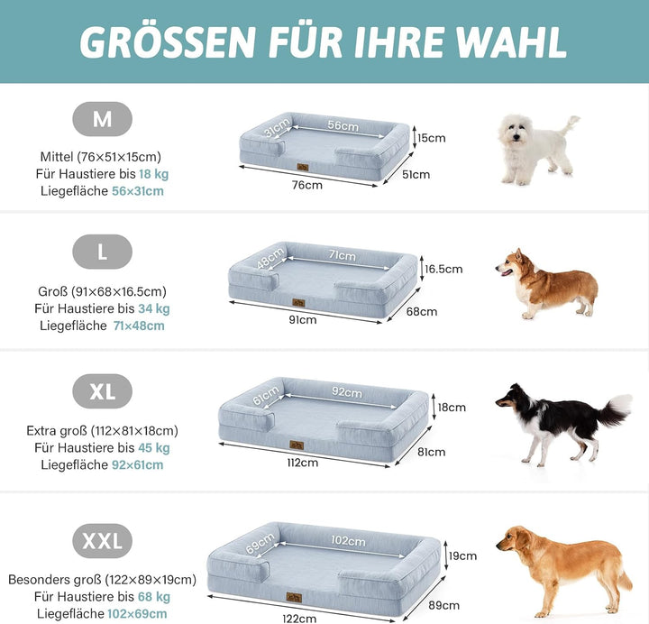 COZY KISS Kühlendes Hundebett Grosse Hunde, Q-Max>0.4 Sommer Hundekorb Selbstkühlend, 0rthopädisches