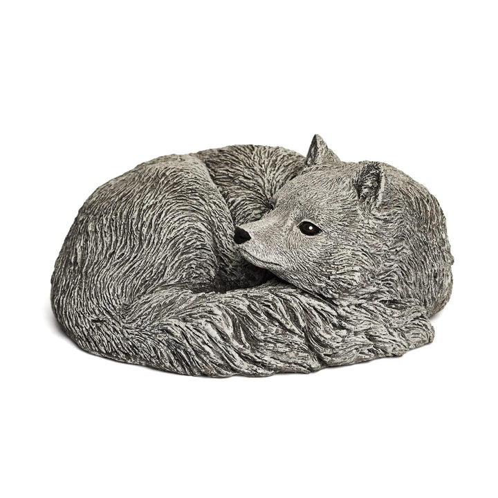 stoneandstyle Steinfigur Polarfuchs frostfest Gartenfigur Steinguss