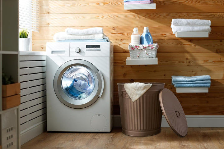 Jinfa Retrodesign Mülleimer mit Deckel | Beige | Ø 36 cm, Höhe 36,5 cm, 35 Liter 1 Stück - 35 Liter