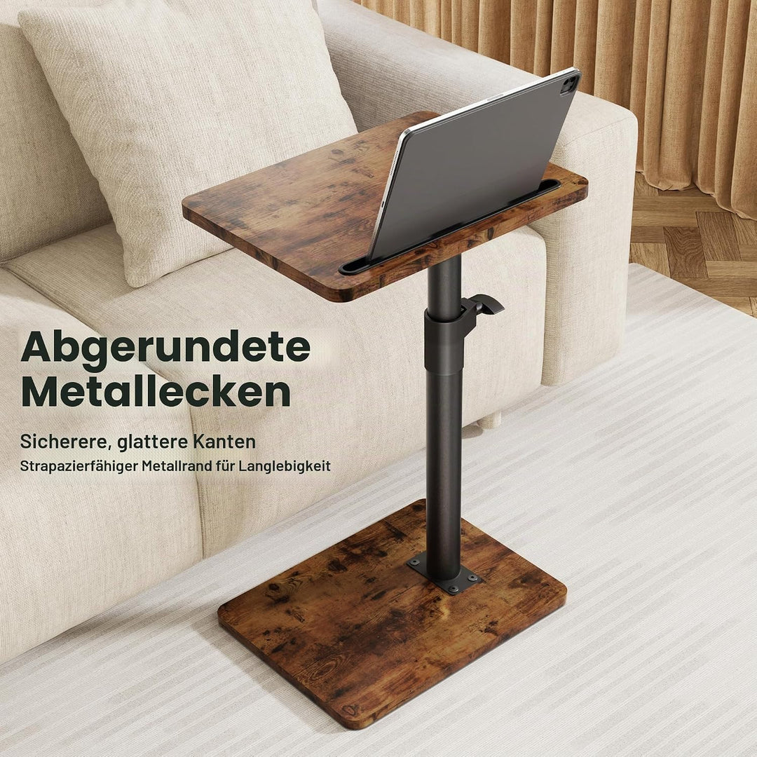 YUHFERA Couch Beistelltisch - 360° schwenkbarer höhenverstellbar Couchtisch/Holz Sofatisch,Sofa Arml