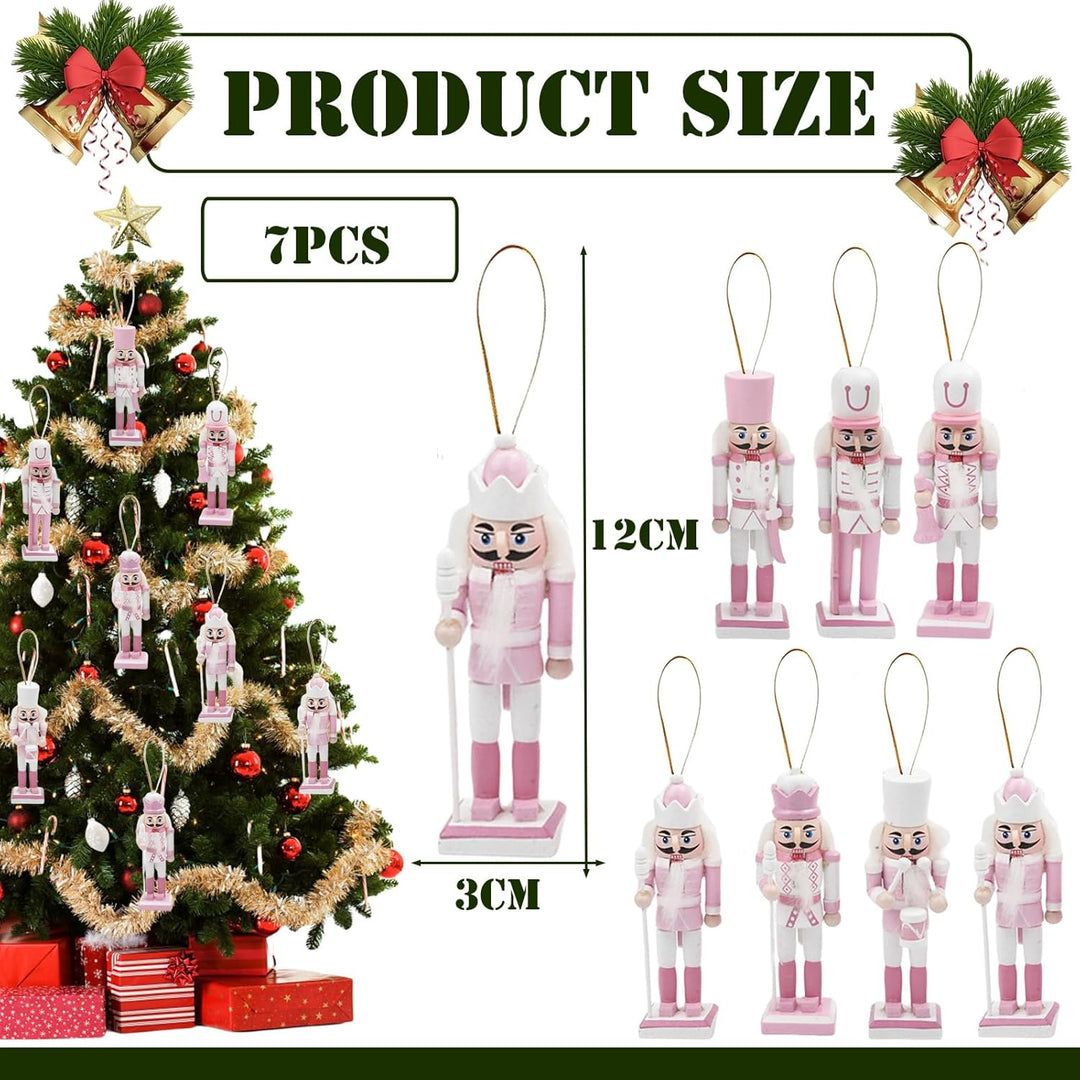 6 Stück 12cm Rosa Weihnachten Nussknacker Figur Klein,Holz Nussknacker Soldat Traditionelle Weihnach