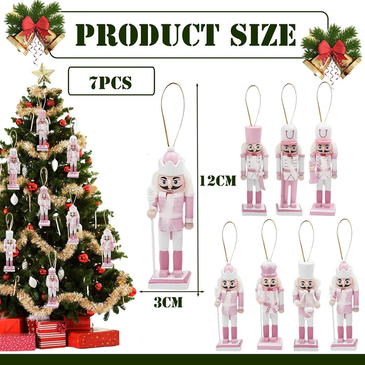 6 Stück 12cm Rosa Weihnachten Nussknacker Figur Klein,Holz Nussknacker Soldat Traditionelle Weihnach