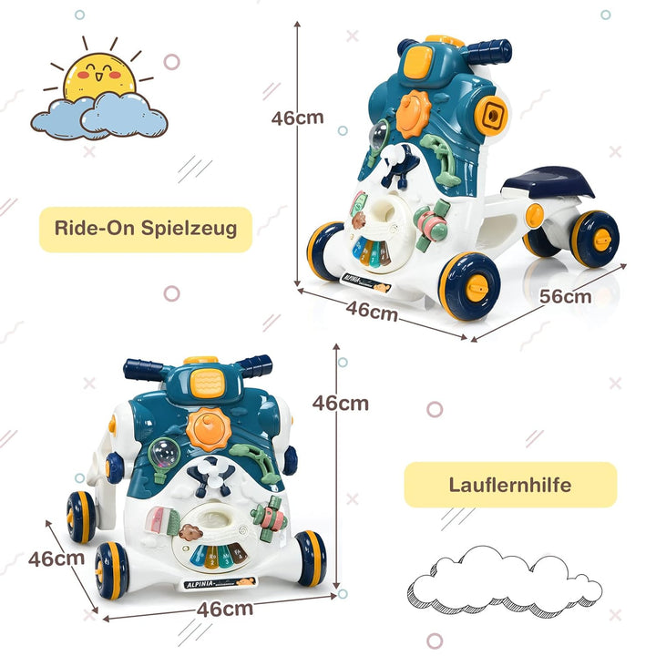 DREAMADE 2 in 1 Lauflernhilfe, Kinder Laufrad mit Musik & Licht, Lauflernwagen mit rutschfesten Räde