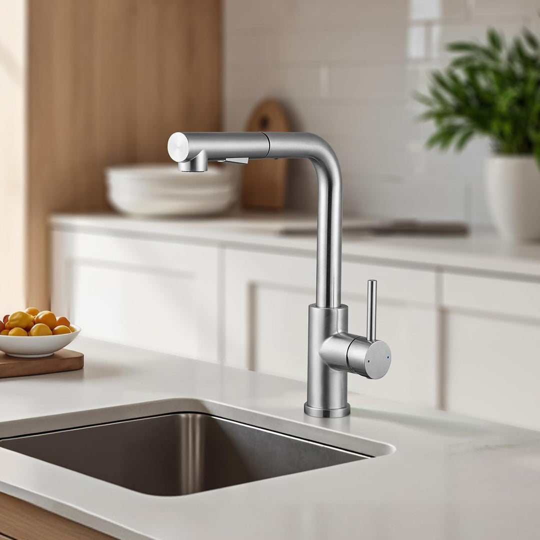 CECIPA Hochdruck Wasserhahn Küche Ausziehbar, Küchenarmatur mit Brause Zwei Wasserstrahlarten, Einhe