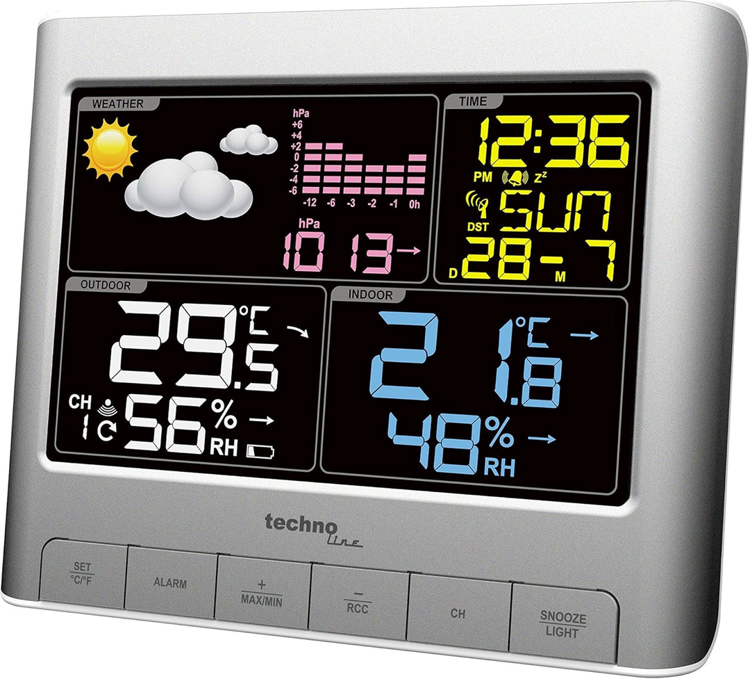 Technoline WS6449 WS 6449 moderne Wetterstation mit LED-Anzeige, sowie Temperatur- und Luftdruckanze