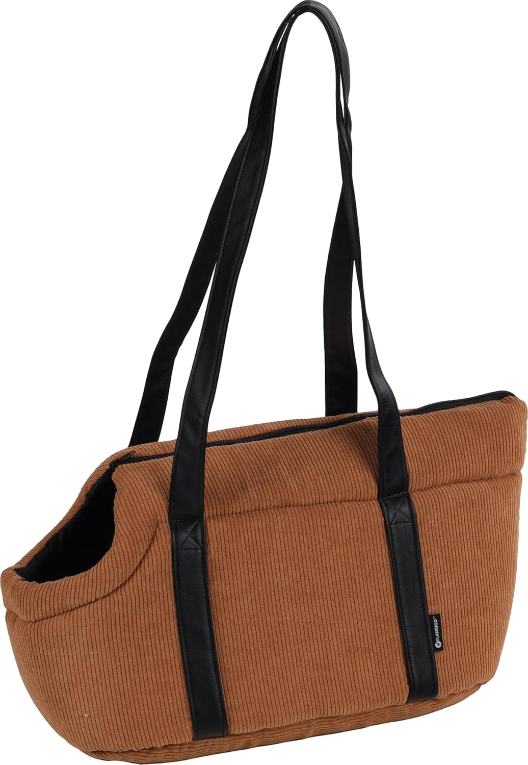 Hundetasche - Tragetasche Alessia Braun – 46x23x25cm – Polyester mit Rippcord – Öffnung Oben – herau