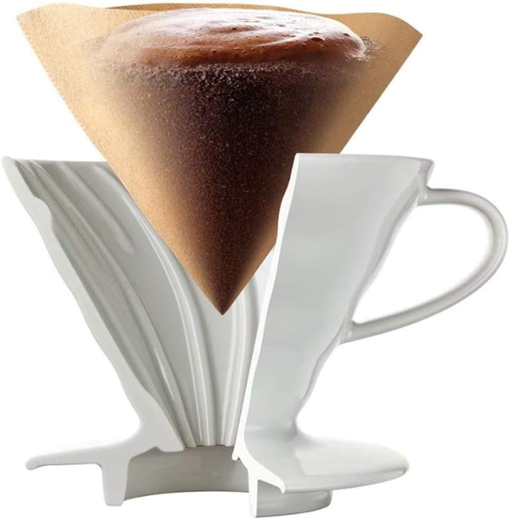 Hario V60 Papierfilter, Grösse 02, Kaffeeweiss, 5 Packungen (insgesamt 500 Blatt) 100 Stück, Weiss 0