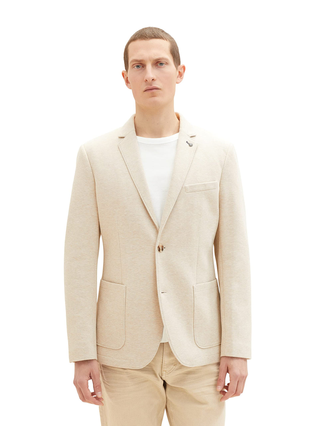 TOM TAILOR Herren Piqué Sakko 50 29114 - Beige Pique Melange, 50 29114 - Beige Pique Melange