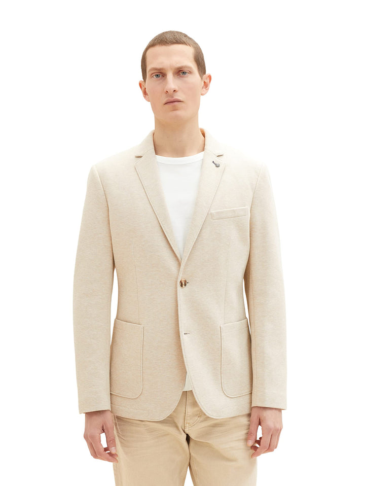 TOM TAILOR Herren Piqué Sakko 52 29114 - Beige Pique Melange, 52 29114 - Beige Pique Melange