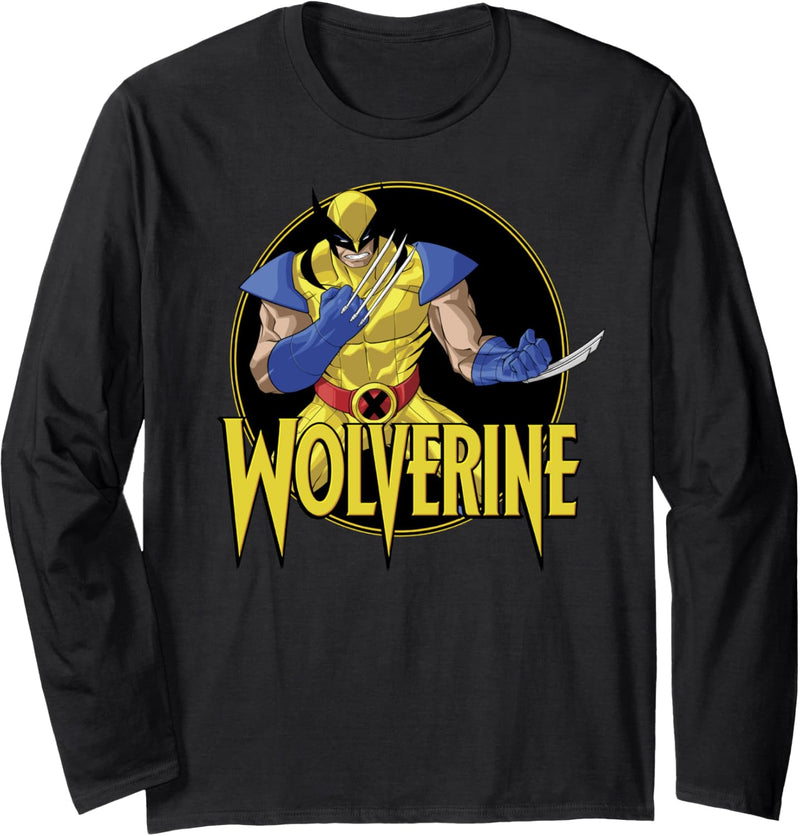 Marvel X-Men Wolverine Classic Portrait Title Logo Langarmshirt