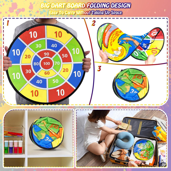 Klett Dartscheibe Kinder 71cm Dart Board Doppelseitige Dartspiel mit 12 klettballspiel wurfspiel Kin