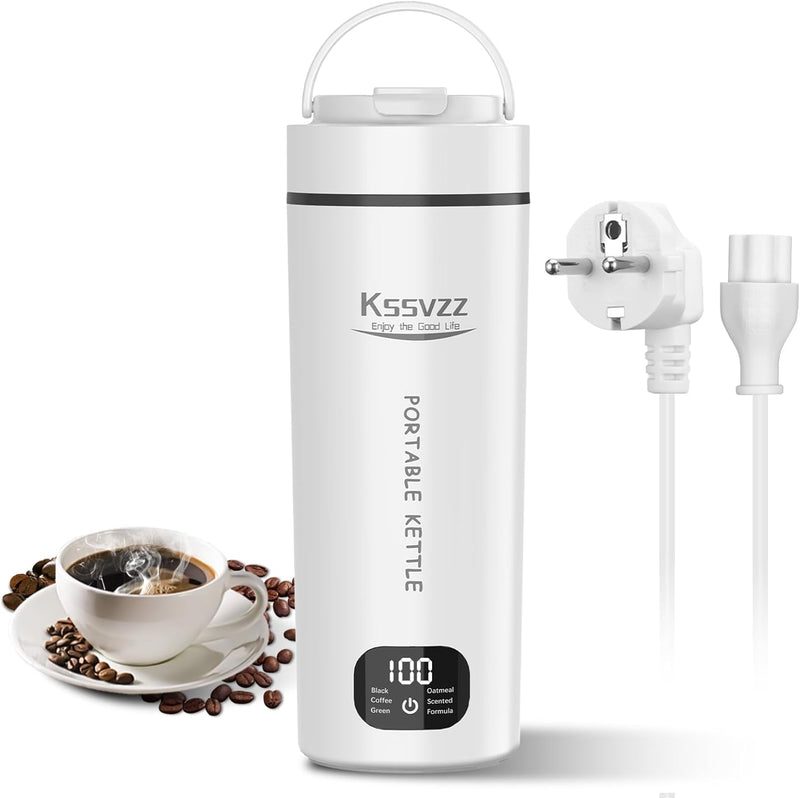 Kssvzz Reisewasserkocher Klein 450ml, Mini Wasserkocher mit 6 Temperatureinstellung, 110~240V 300W T