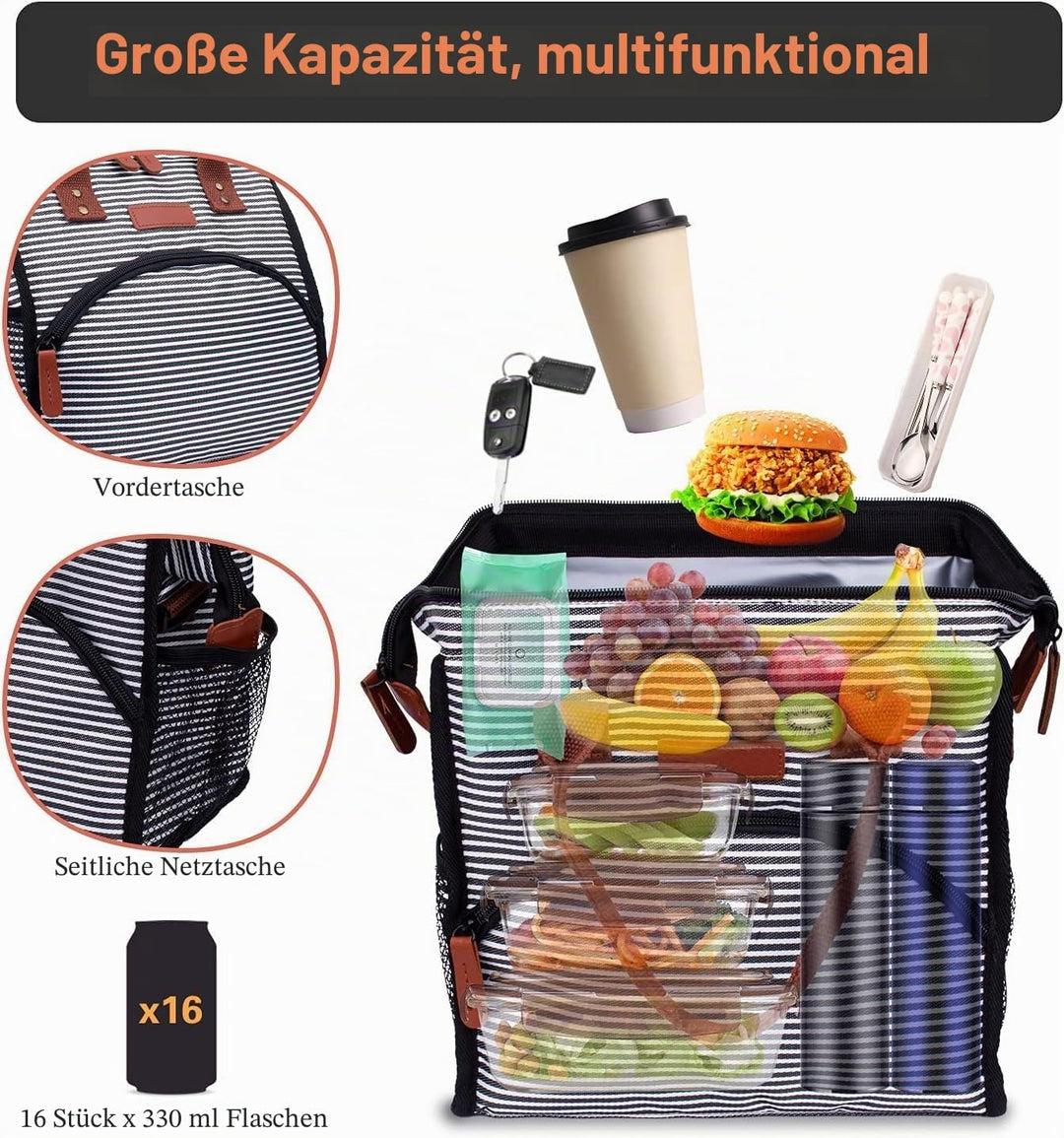 Kühltasche Damen Kühlbox Lunchtasche Wasserdicht und Auslaufsicher, Cooler Bag Faltbar Isoliertasche