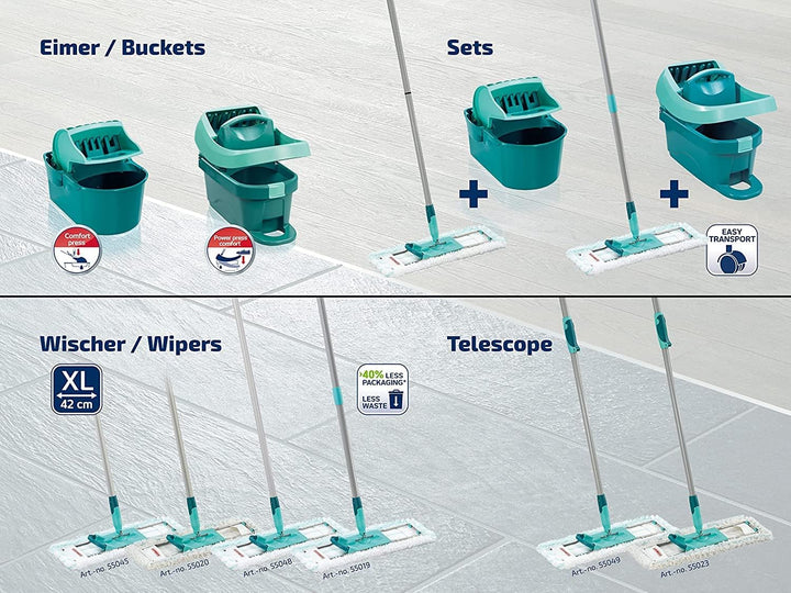 Leifheit Wischtuchpresse Profi XL mit Rollen und Tragegriff, mit Fussbedienung für rückenschonendes