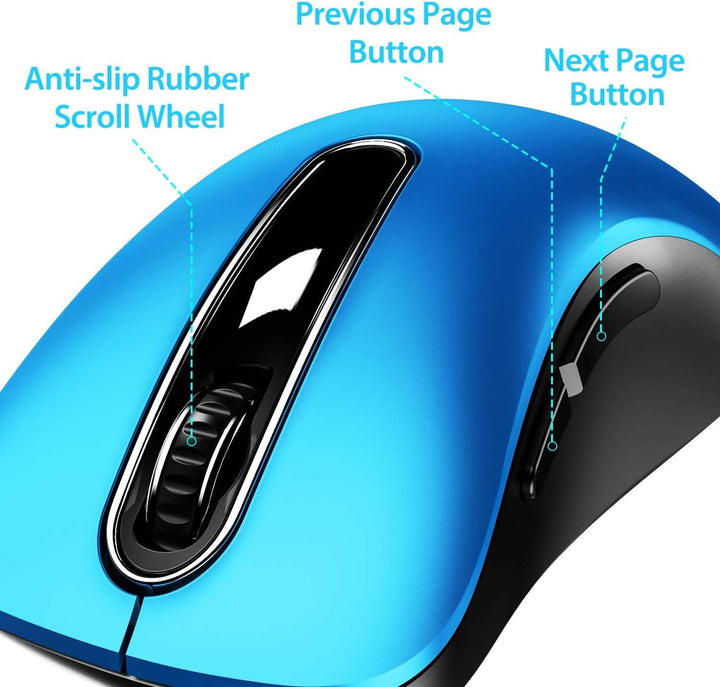 memzuoix Kabellose Maus 2.4GHz, Tragbare Optische Wireless Maus 1400 DPI mit Mini-USB-Empfänger, 5 T