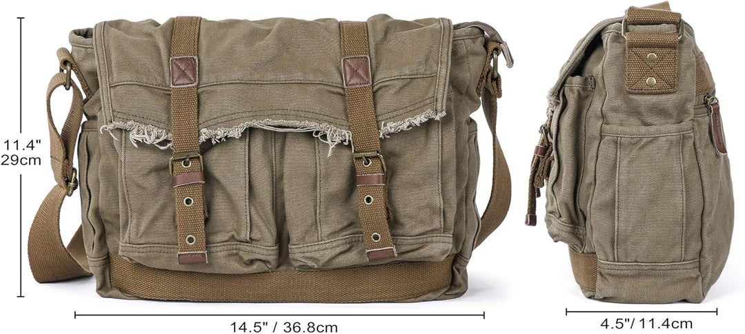 Gootium Canvas Messenger Bag - Vintage Umhängetasche Fransen Stil Satchel, armee-grün (Grün) - 80808