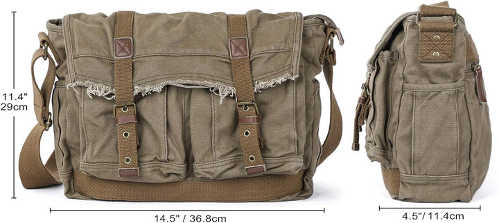 Gootium Canvas Messenger Bag - Vintage Umhängetasche Fransen Stil Satchel, armee-grün (Grün) - 80808