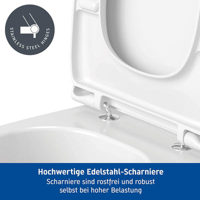 Duravit WC-Sitz D-Code, Toilettendeckel aus Urea-Duroplast, Klodeckel mit Edelstahl Scharnieren, Wei