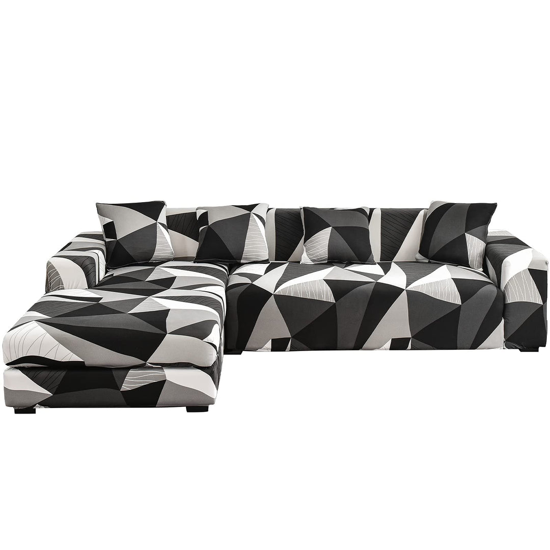 ShowyLive Sofa Überzug Couch Überzug 2er Set für Ecksofa L-Form Sofabezug 3 Sitzer+3 Sitzer, mit 4 S
