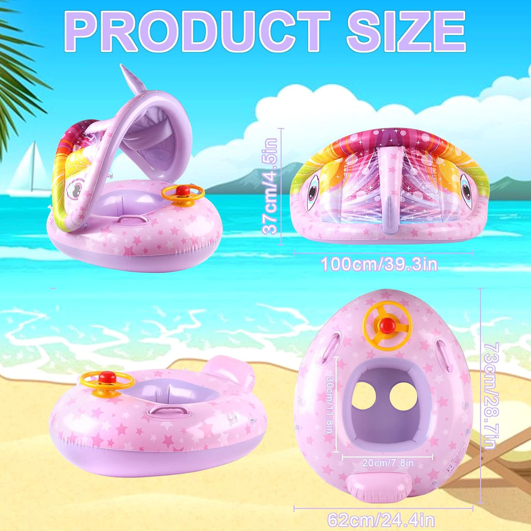 Schwimmring Baby mit Sonnendach Abnehmbarem Sonnendach Schwimmsitz Kleinkinder Schwimmhilfe für Klei