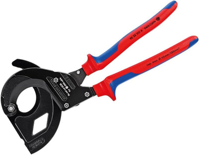 Knipex Kabelschneider (Ratschenprinzip) für stahlarmierte Kabel (SWA-Kabel) schwarz lackiert, mit Me