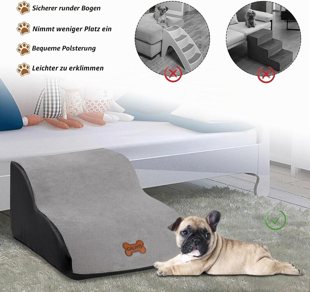 CALIYO Hundetreppe 2 Stufen, Hundetreppe für Kleine Hunde, Katzentreppe 26 cm hoch, Haustiertreppe m