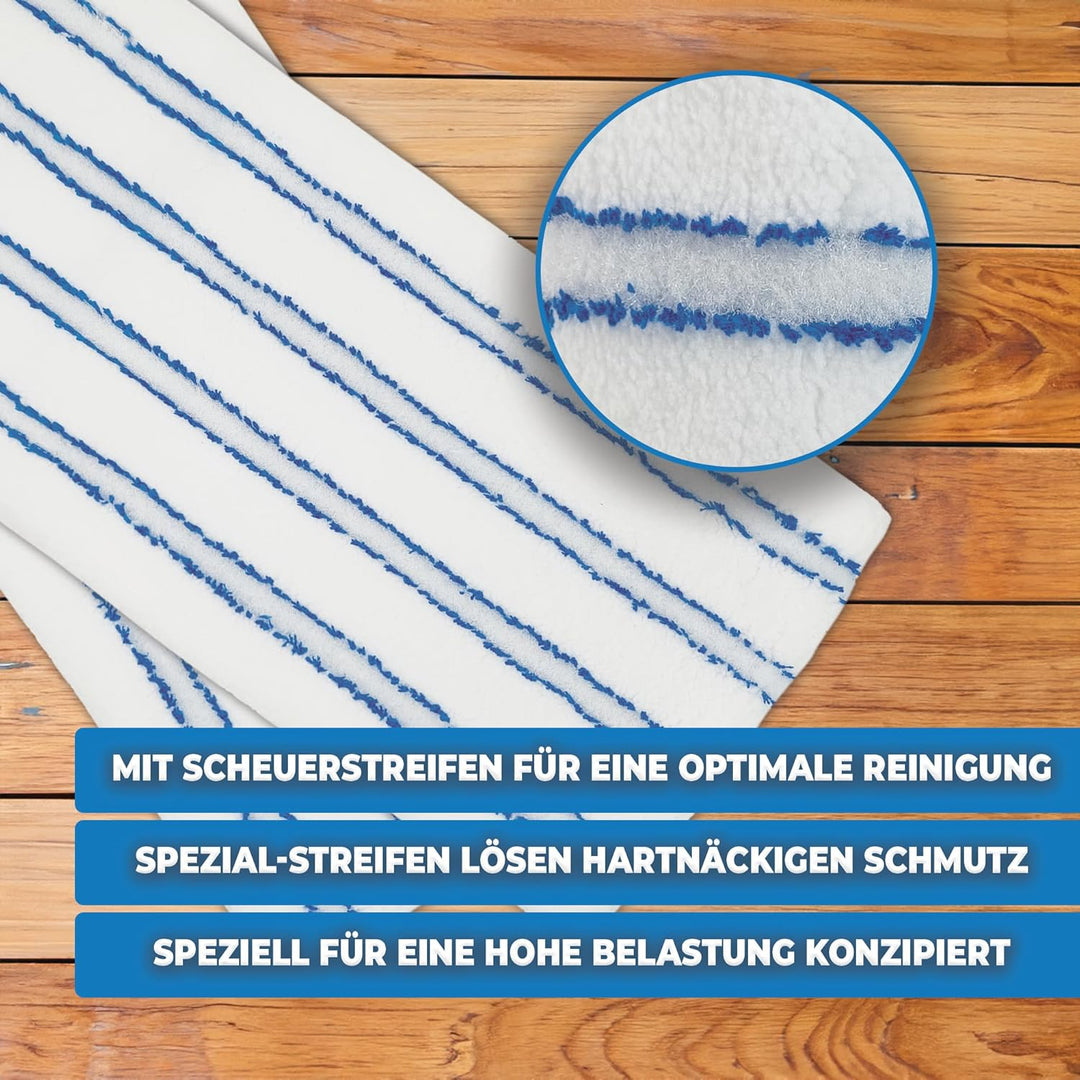 100x Microfaser Wischbezüge mit Abrasiv-Streifen – Profi Ersatz-Bezüge für 40 cm Mopphalter – Wischm