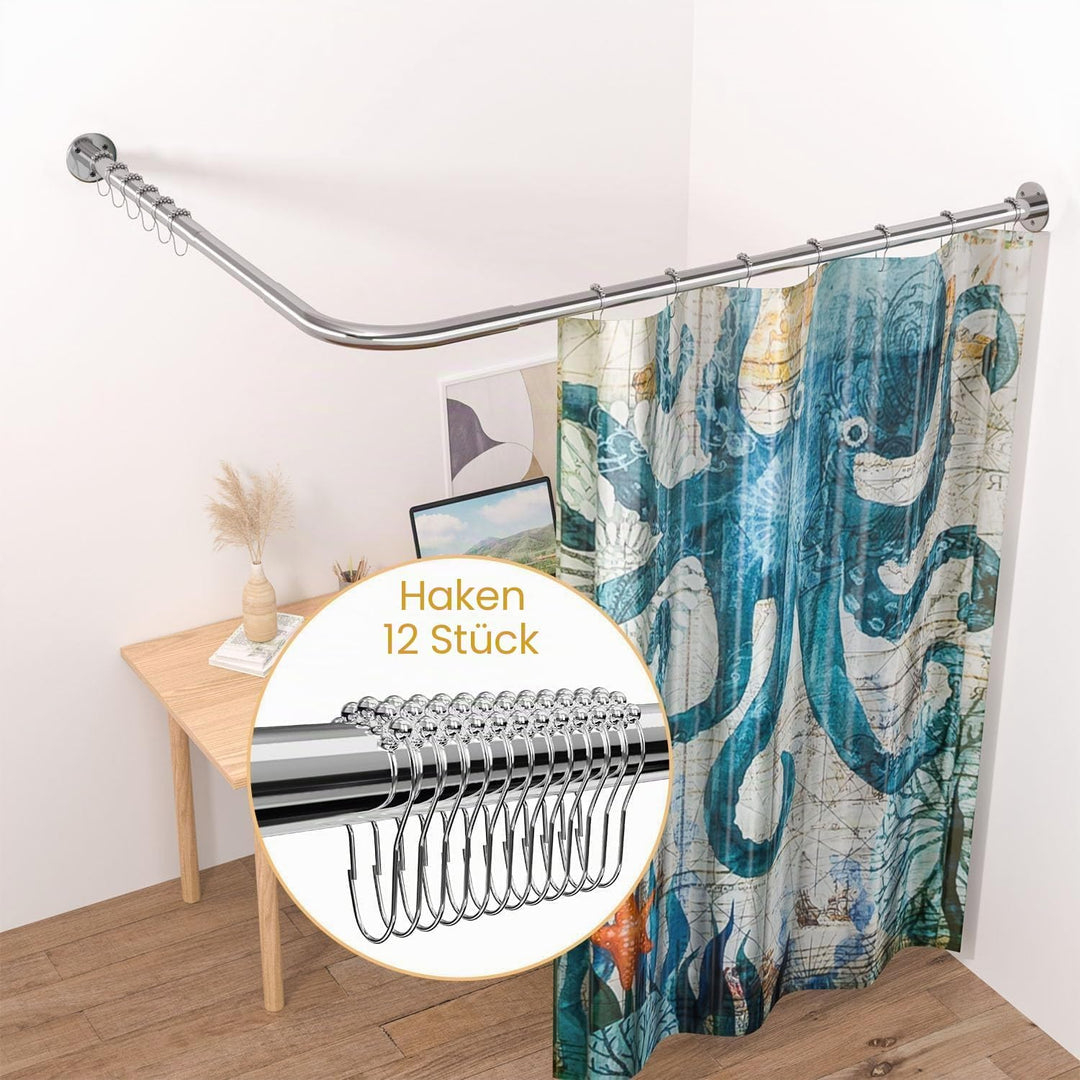 Sikaiqi Dehnbare 304 Edelstahl L-Form Badezimmer Badewanne Ecke Duschvorhangstange (70-100 cm x 70-1