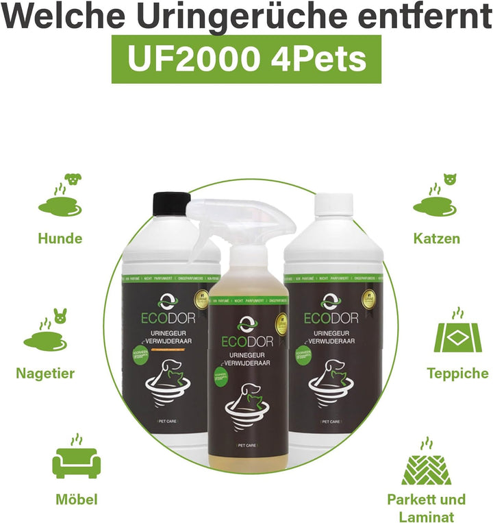 UF2000 4Pets Uringeruch Entferner 500ml | 100% Biologischer Urin-Geruchsentferner für Katzen und Hun