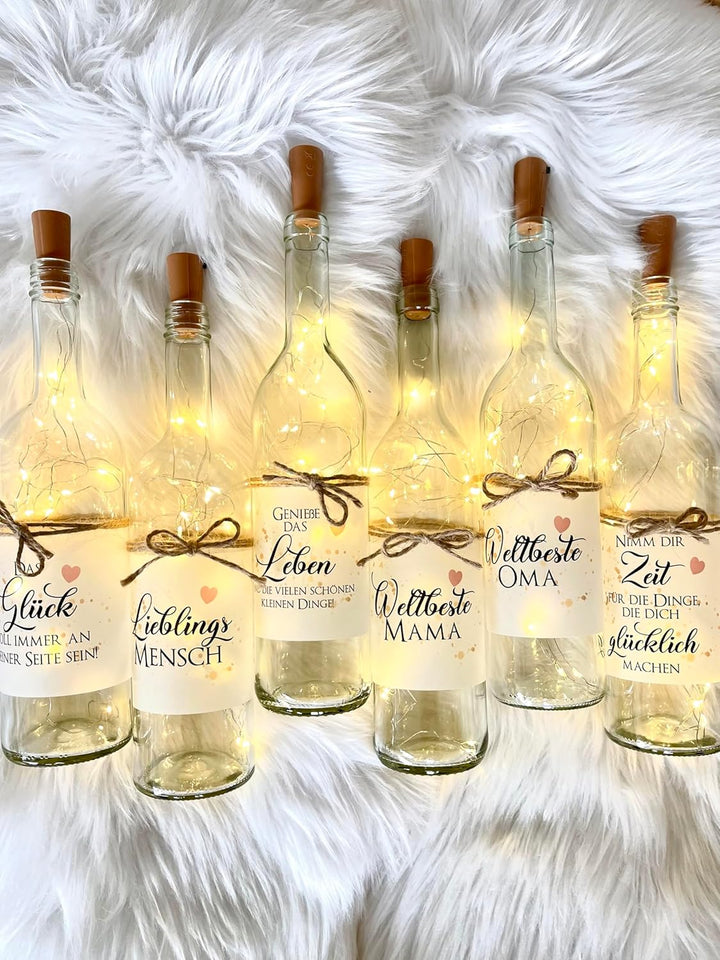 Manufaktur Liebevoll Flaschenlicht Geniesse das Leben Geld Geschenk Geburtstag Leuchtflasche Frau Ma